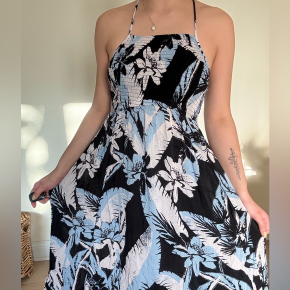 Free People Black and White Halter Sundress Maxi - Picture 2 of 4